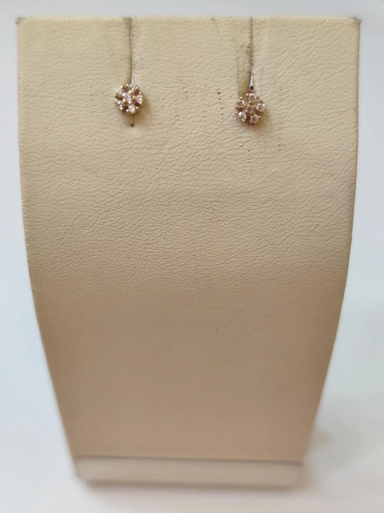 Серьги с фианитом из красного золота 585 пробы