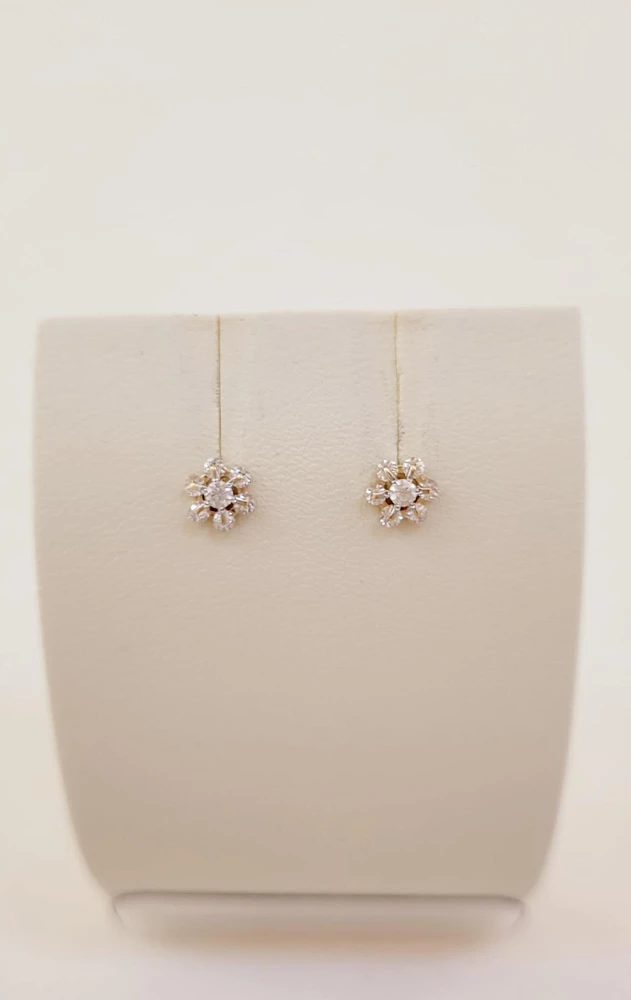 Серьги с фианитом из красного золота 585 пробы