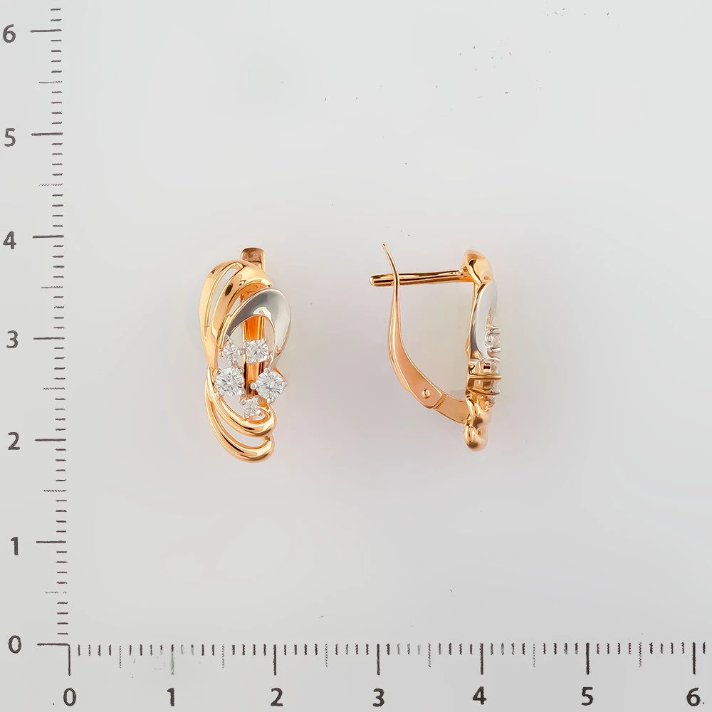 Серьги с фианитом из красного золота 585 пробы