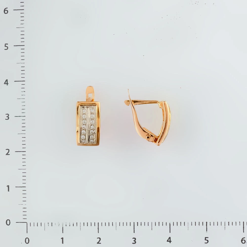 Серьги с фианитом из красного золота 585 пробы