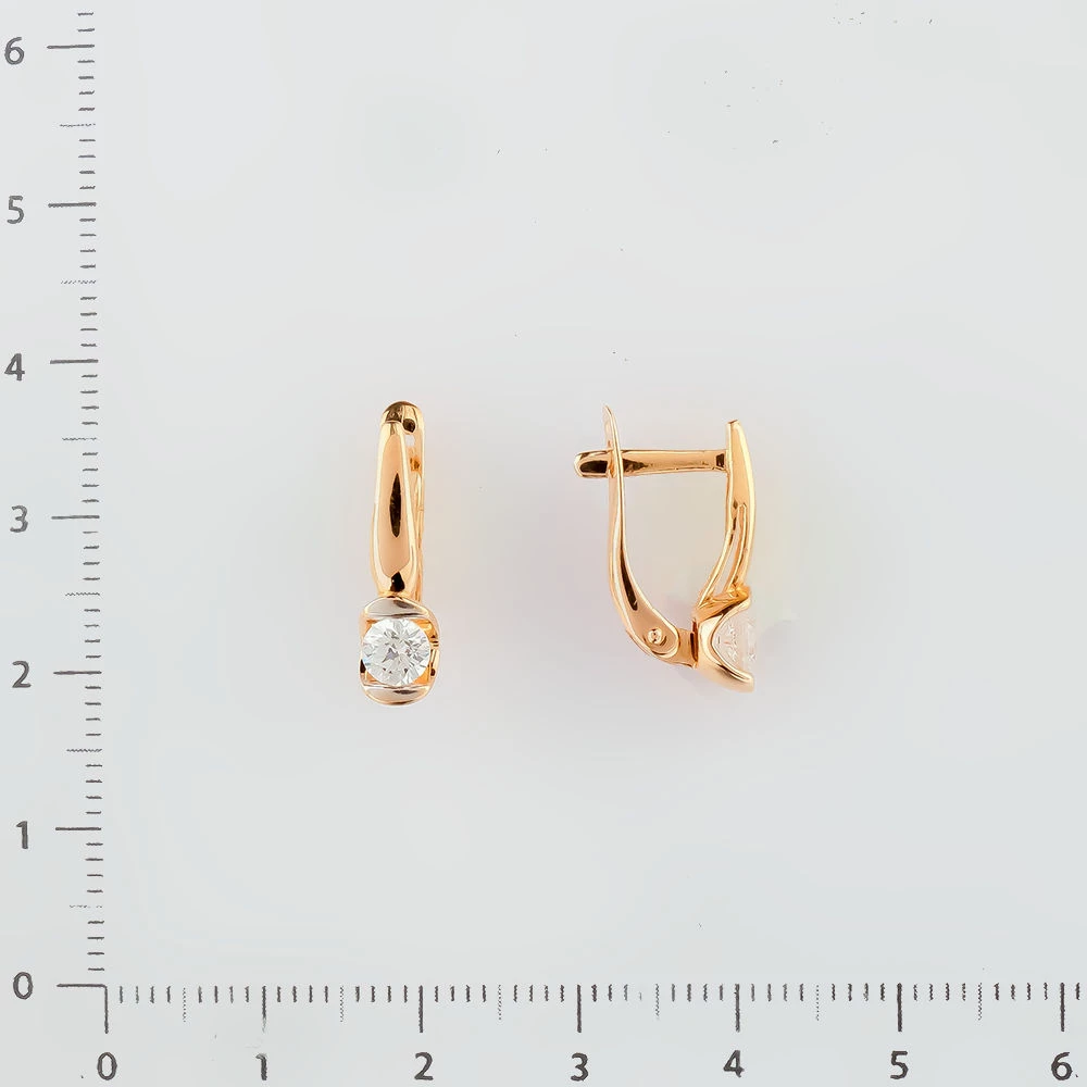 Серьги с фианитом из красного золота 585 пробы
