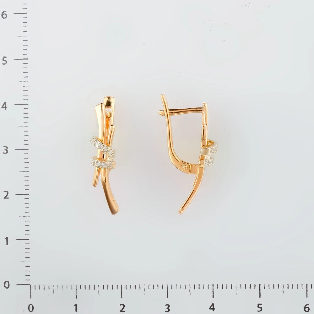 Серьги с фианитом из красного золота 585 пробы