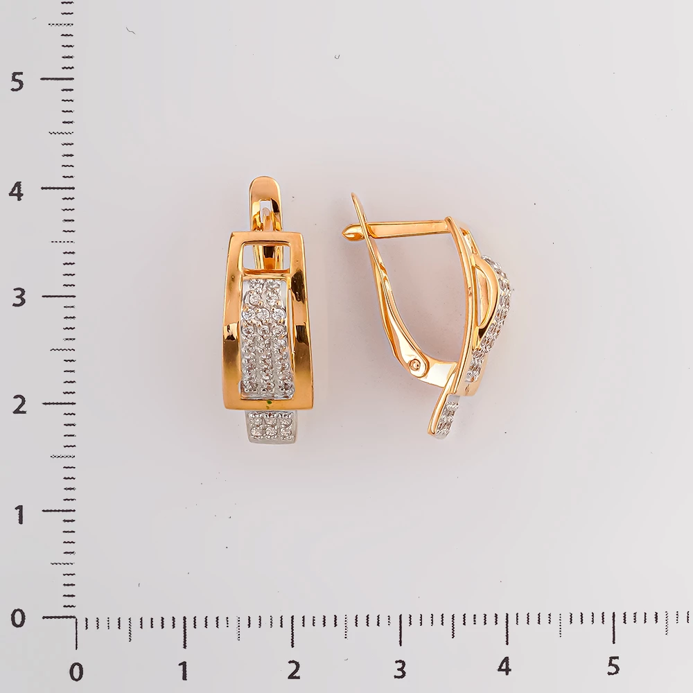 Серьги с фианитом из красного золота 585 пробы