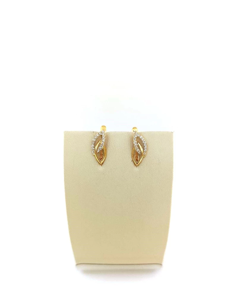 Серьги с фианитом из красного золота 585 пробы