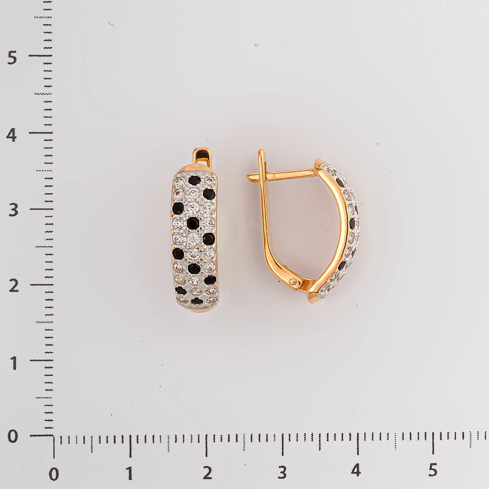 Серьги с фианитом из красного золота 585 пробы