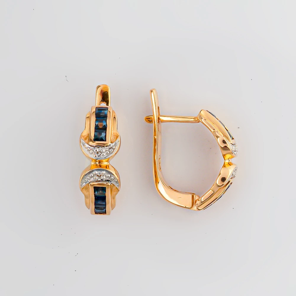 Серьги с сапфиром из желтого золота 585 пробы