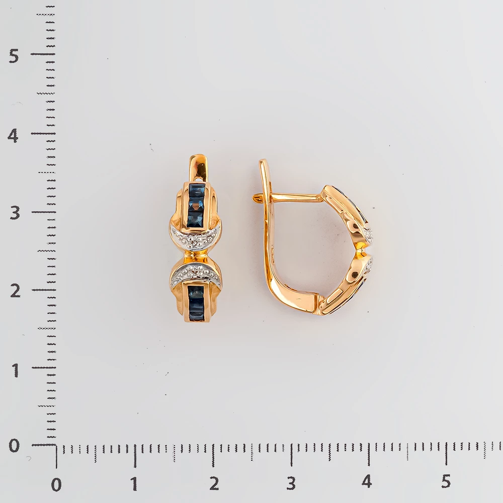 Серьги с сапфиром из желтого золота 585 пробы