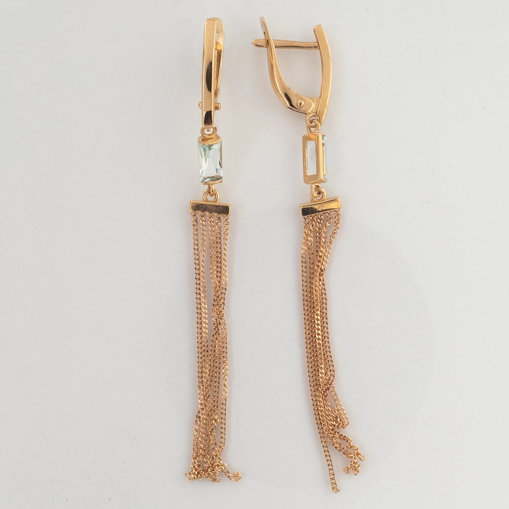 Серьги с топазом из красного золота 375 пробы