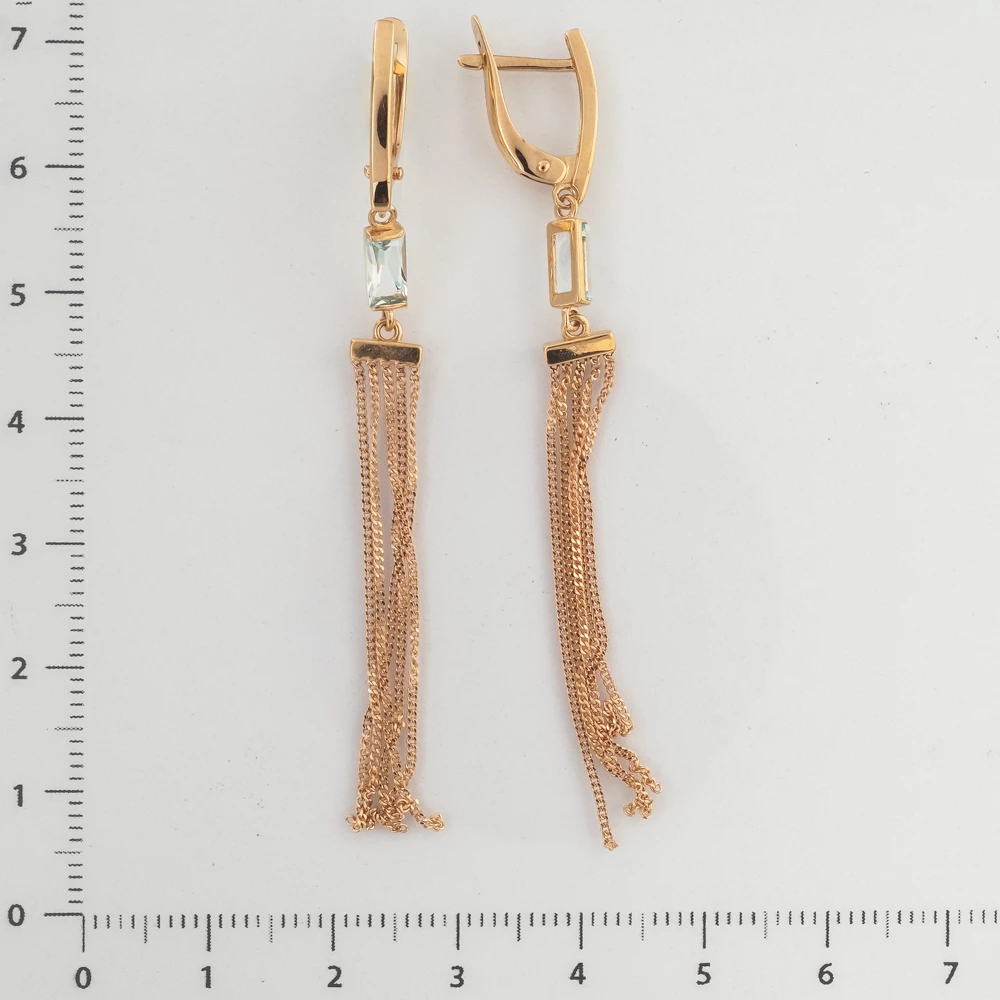 Серьги с топазом из красного золота 375 пробы