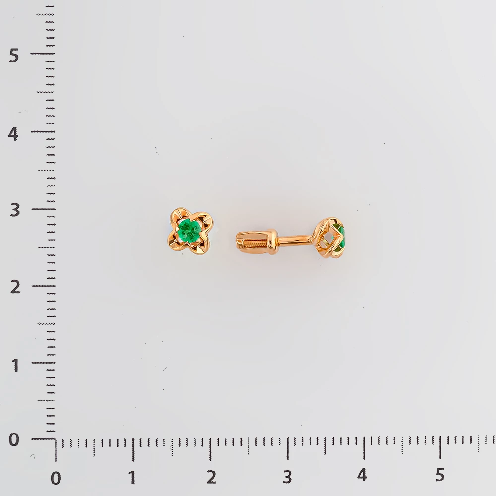 Серьги с изумрудом из красного золота 585 пробы