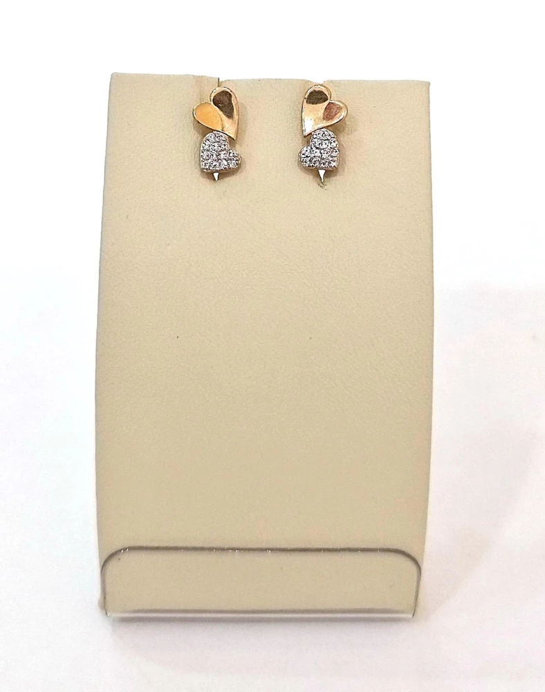 Серьги с фианитом из красного золота 585 пробы