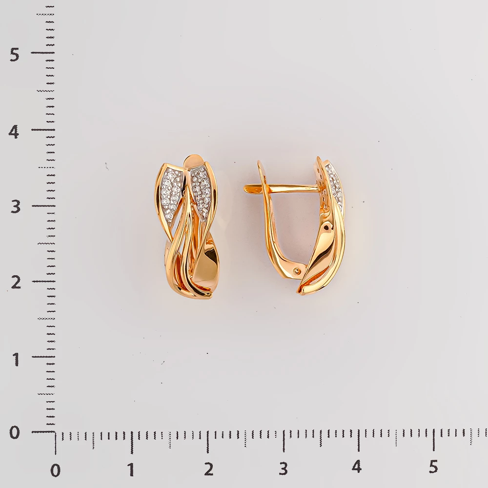 Серьги с фианитом из красного золота 585 пробы