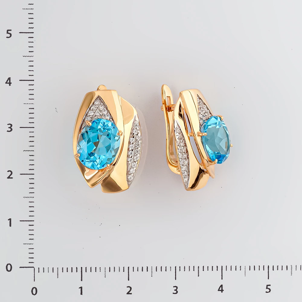 Серьги с топазом из красного золота 585 пробы
