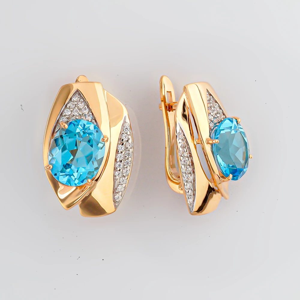 Серьги с топазом из красного золота 585 пробы