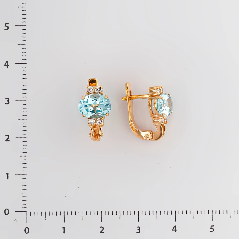 Серьги с топазом из красного золота 585 пробы
