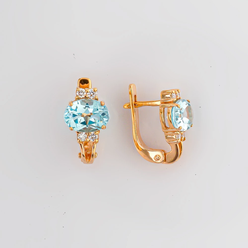 Серьги с топазом из красного золота 585 пробы