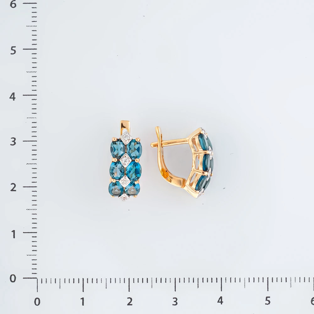 Серьги с топазом лондон из красного золота 585 пробы