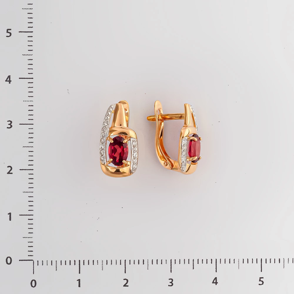 Серьги с гранатом из красного золота 585 пробы