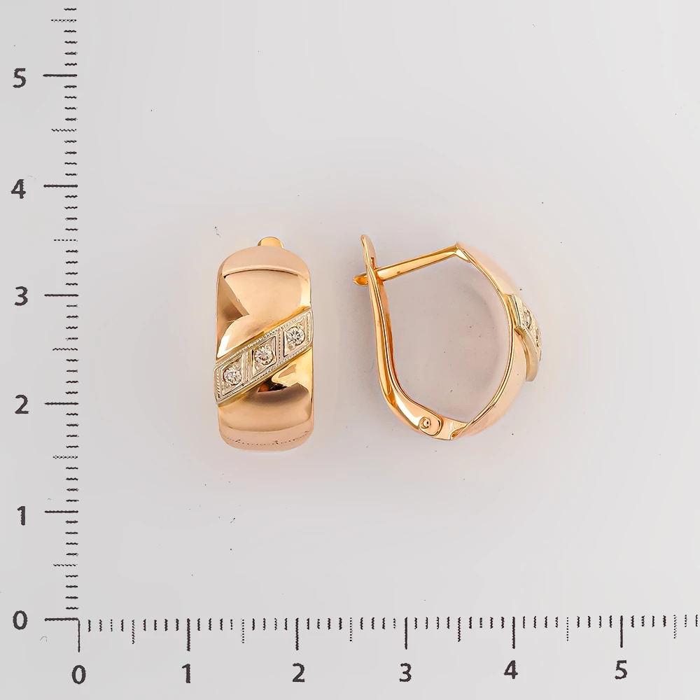 Серьги с бриллиантом из красного золота 585 пробы