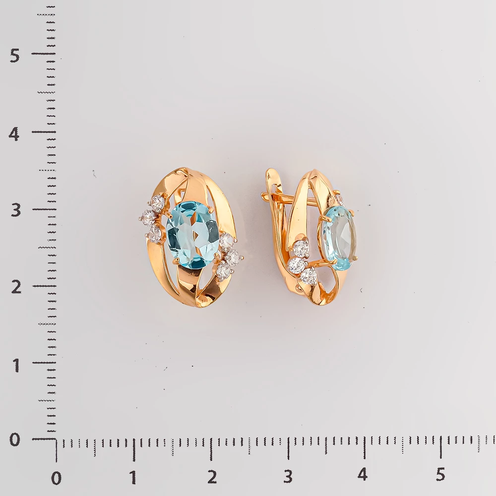 Серьги с топазом из красного золота 585 пробы