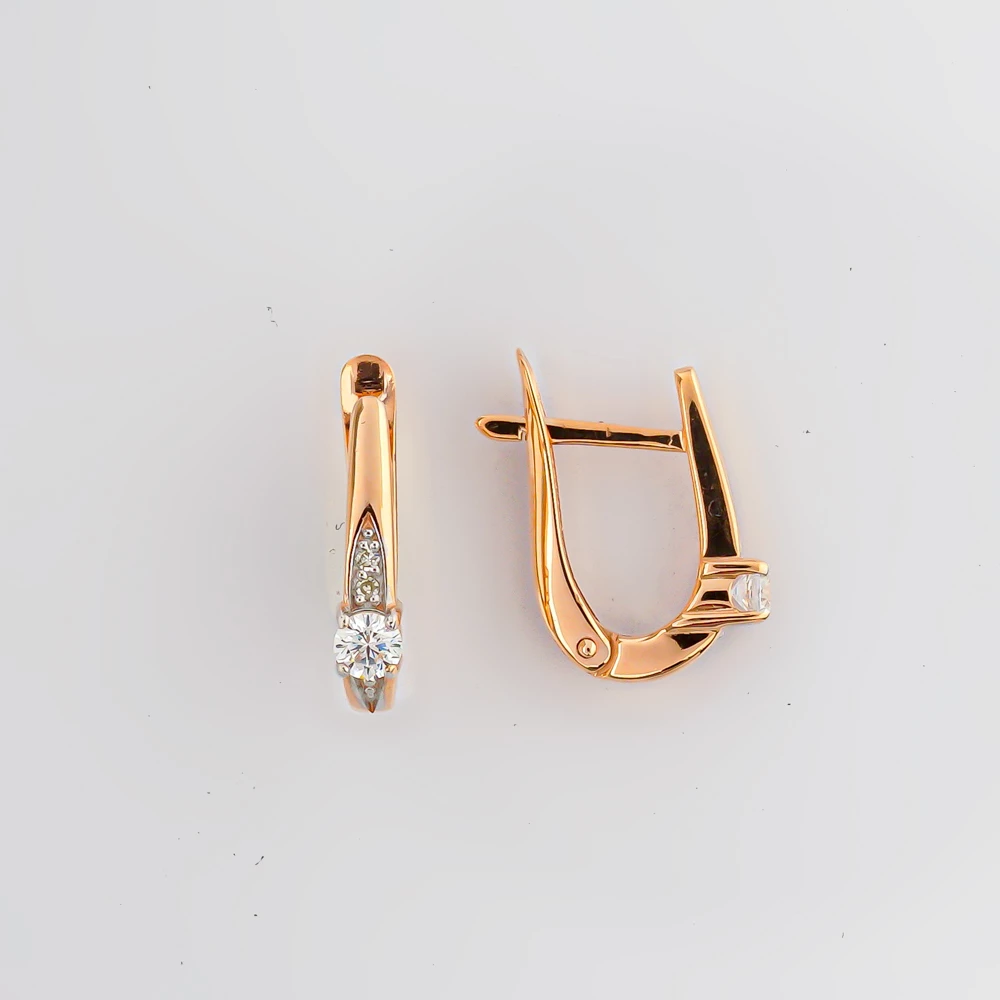 Серьги с ситаллом из красного золота 585 пробы