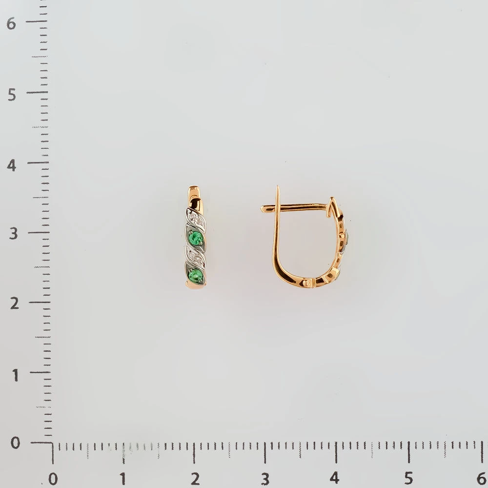 Серьги с изумрудом из красного золота 585 пробы