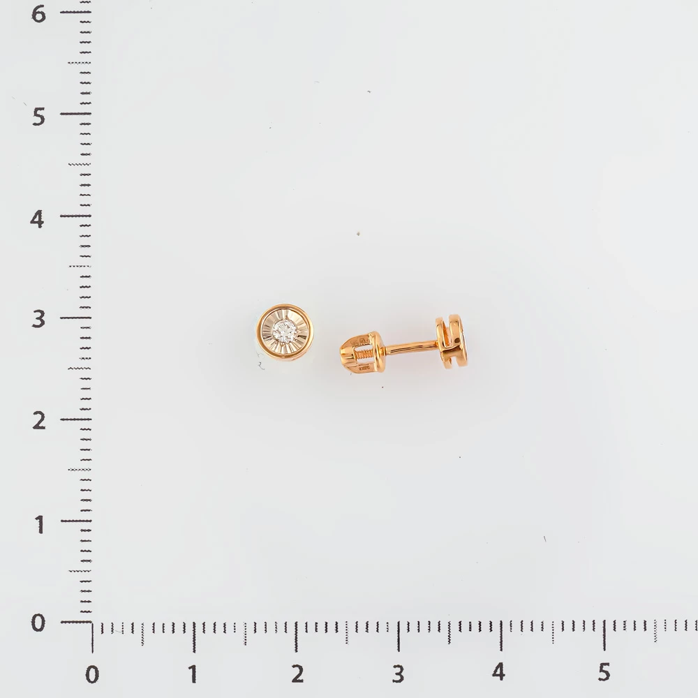 Серьги с бриллиантом из красного золота 585 пробы