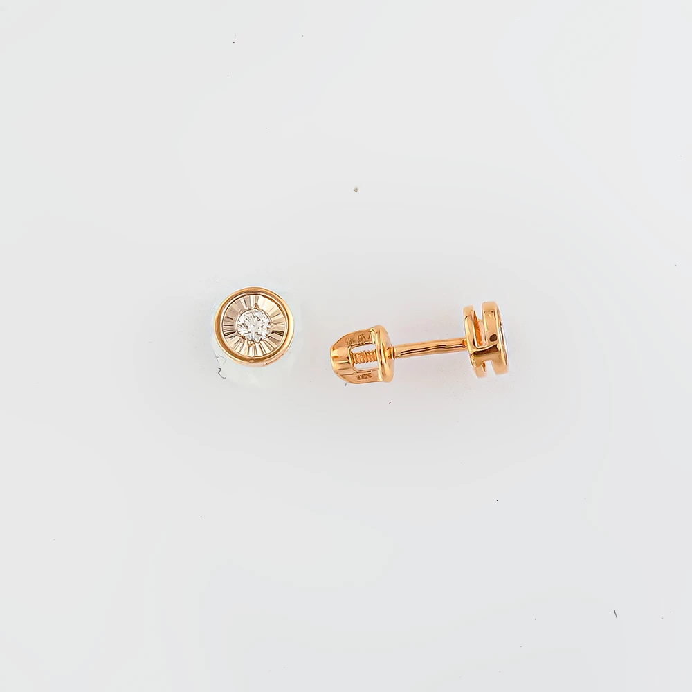 Серьги с бриллиантом из красного золота 585 пробы