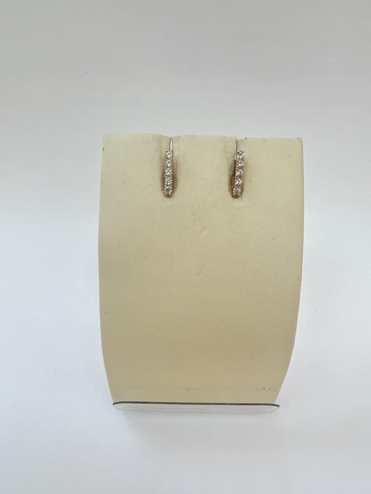 Серьги с фианитом из красного золота 585 пробы