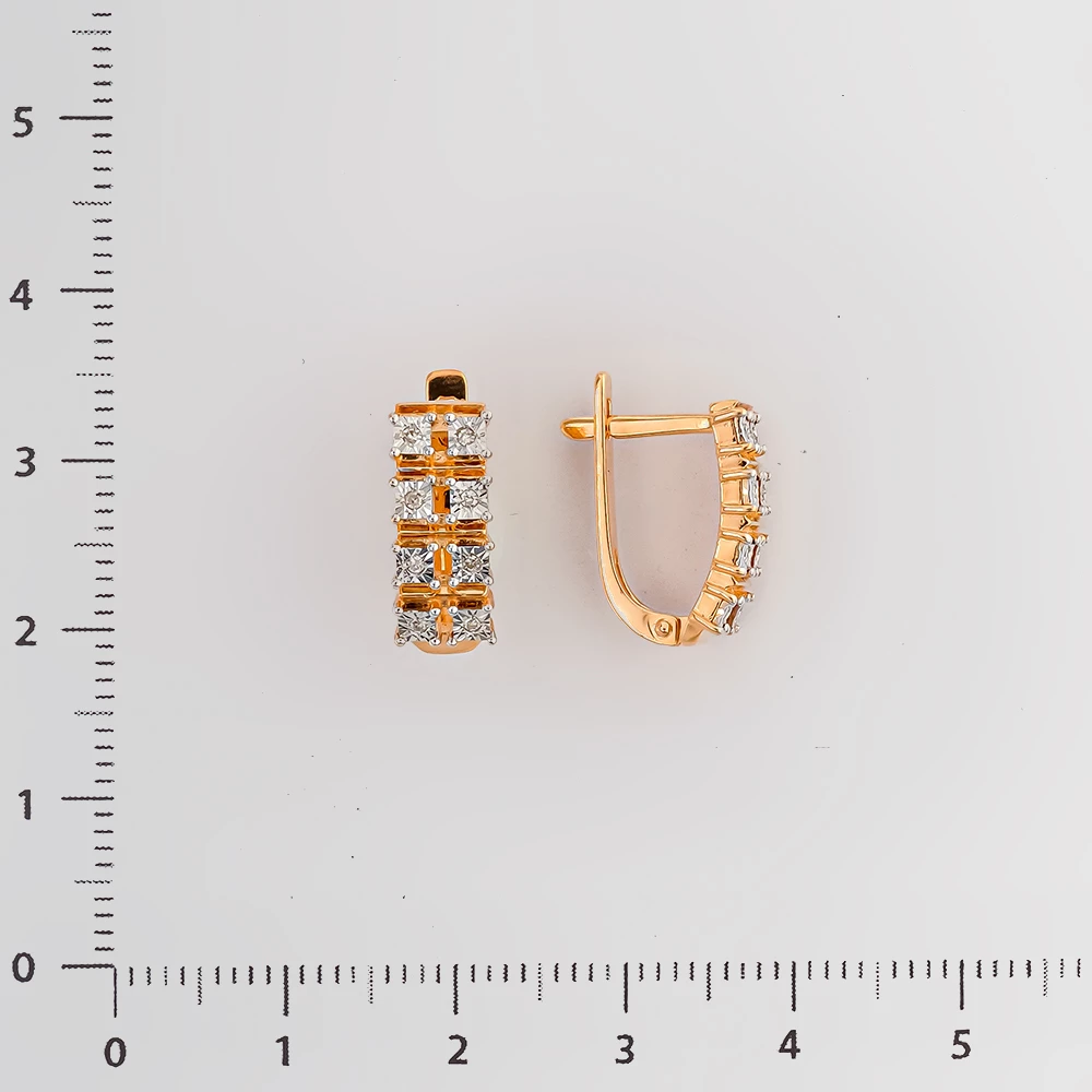 Серьги с бриллиантом из красного золота 585 пробы