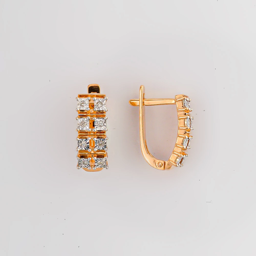 Серьги с бриллиантом из красного золота 585 пробы