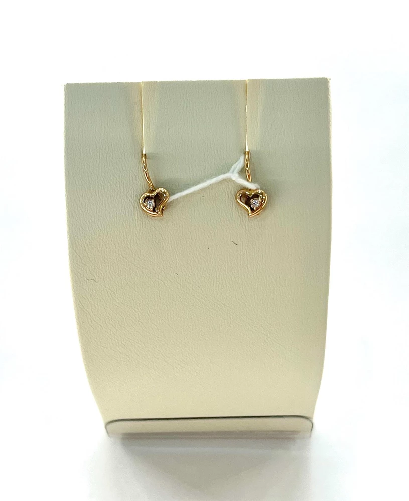 Серьги с фианитом из красного золота 585 пробы