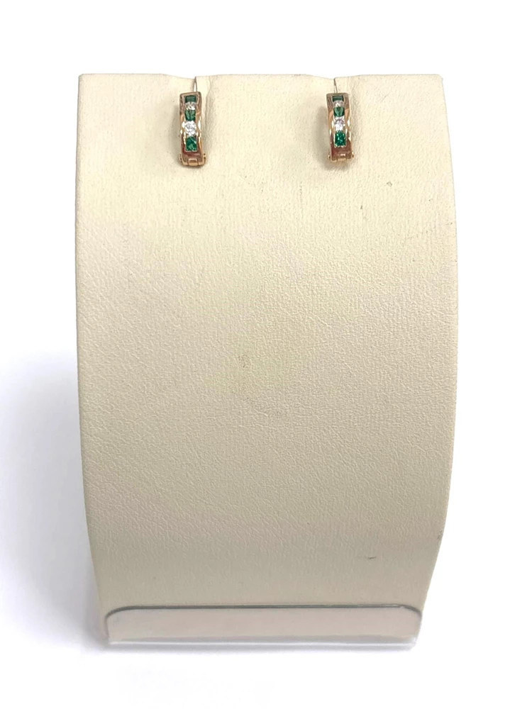 Серьги с фианитом из красного золота 585 пробы