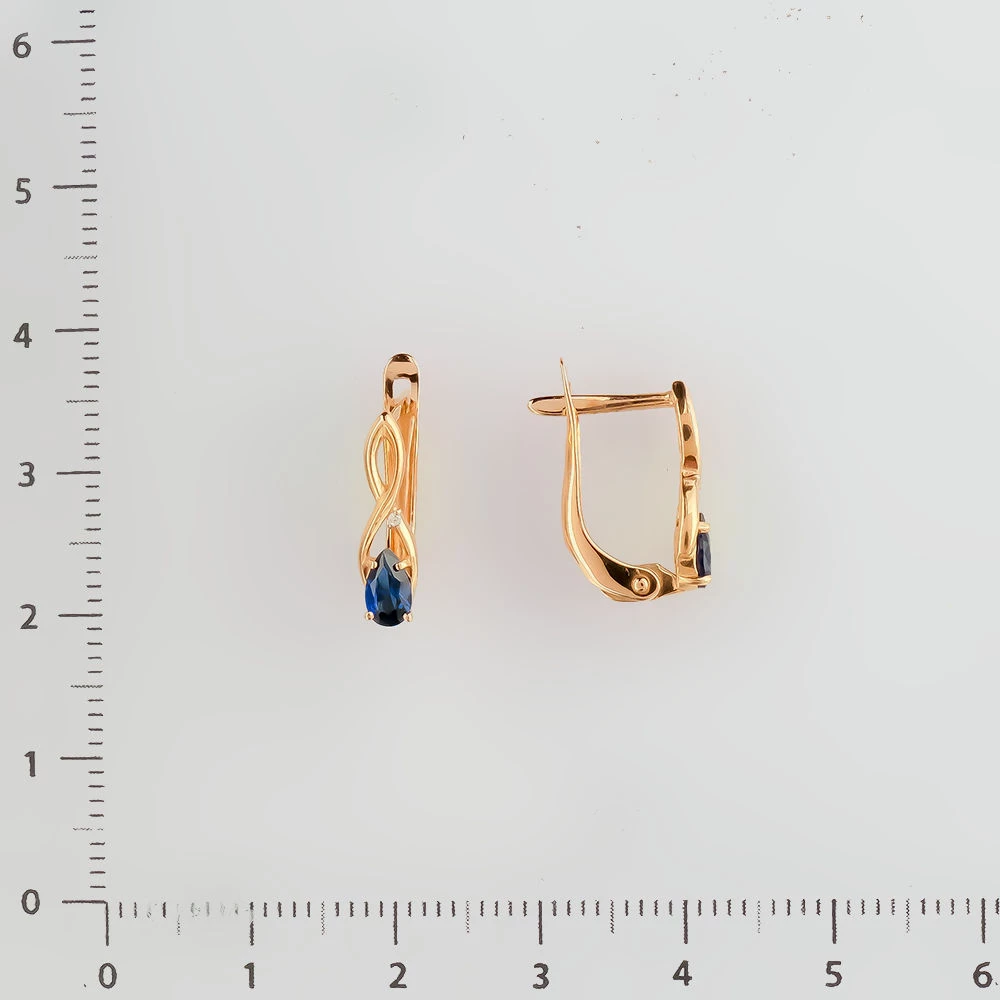 Серьги с ситаллом из красного золота 585 пробы