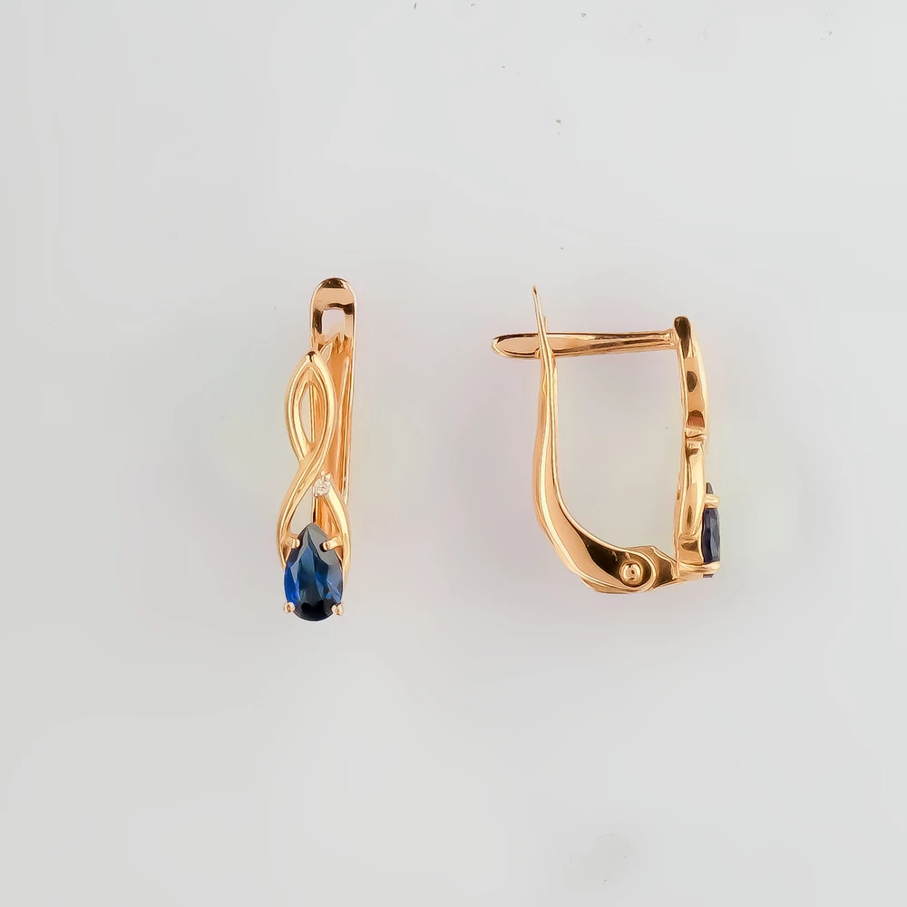 Серьги с ситаллом из красного золота 585 пробы