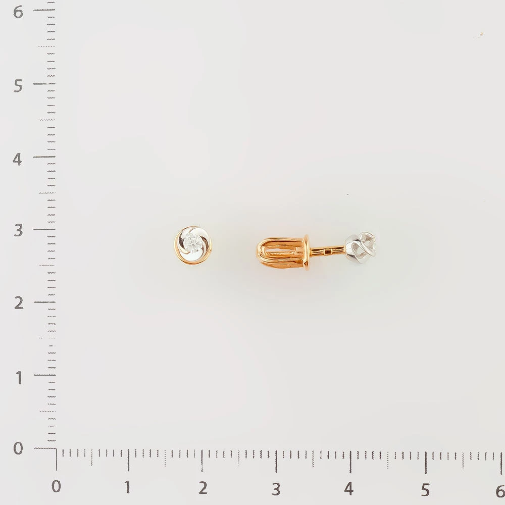 Серьги с бриллиантом из красного золота 585 пробы