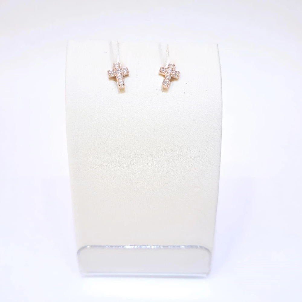 Серьги с фианитом из красного золота 585 пробы