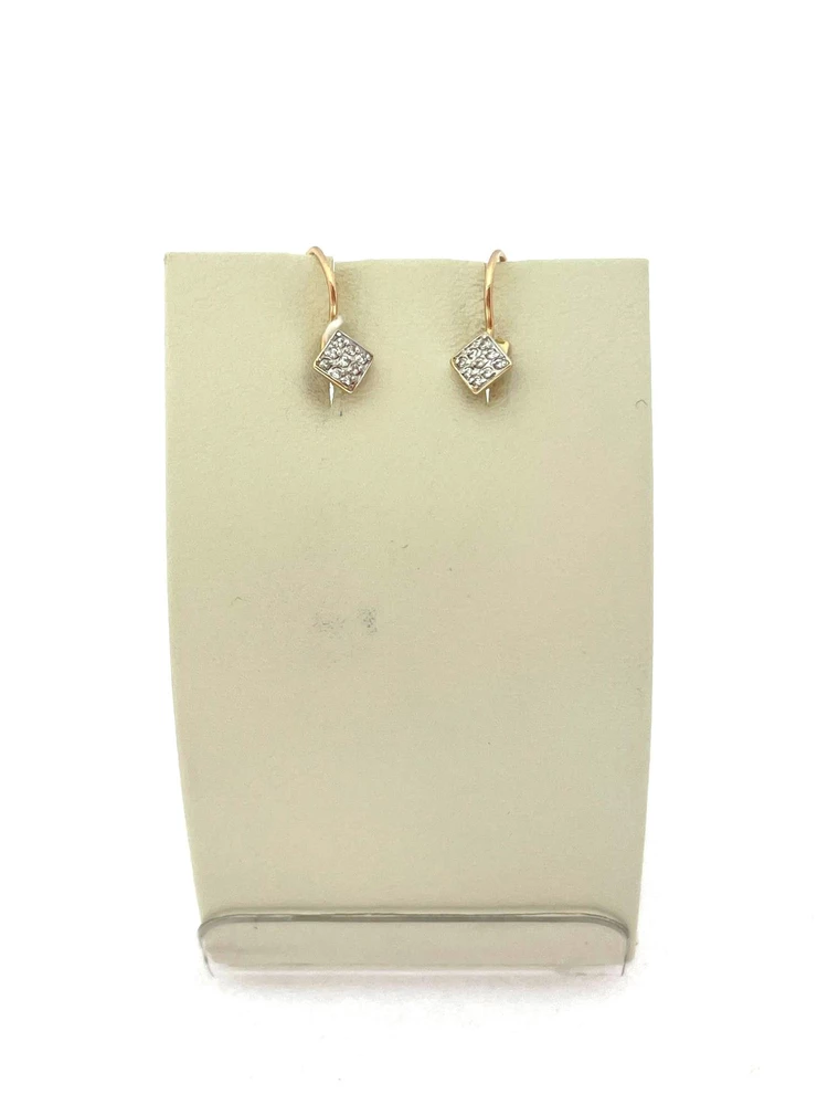 Серьги с фианитом из красного золота 585 пробы