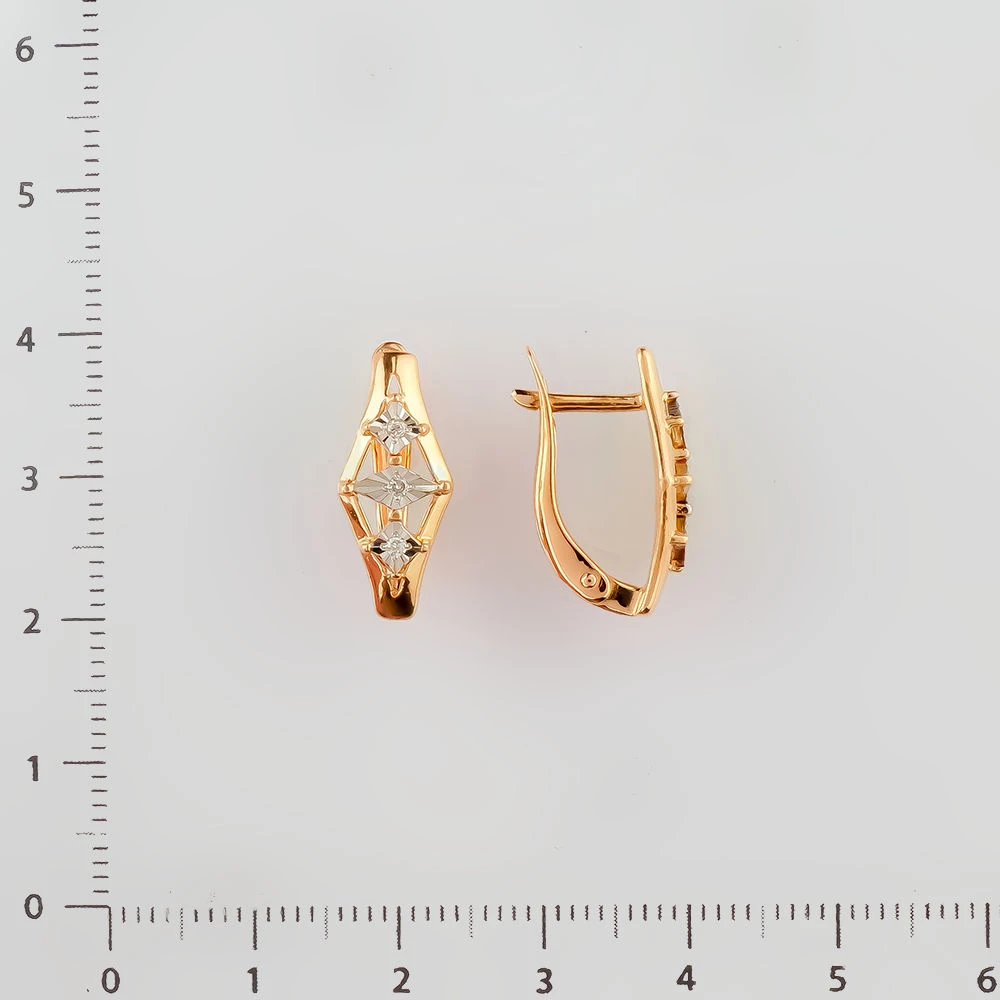 Серьги с бриллиантом из красного золота 585 пробы