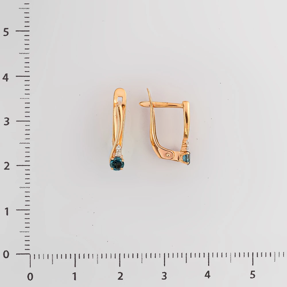 Серьги с топазом из красного золота 585 пробы