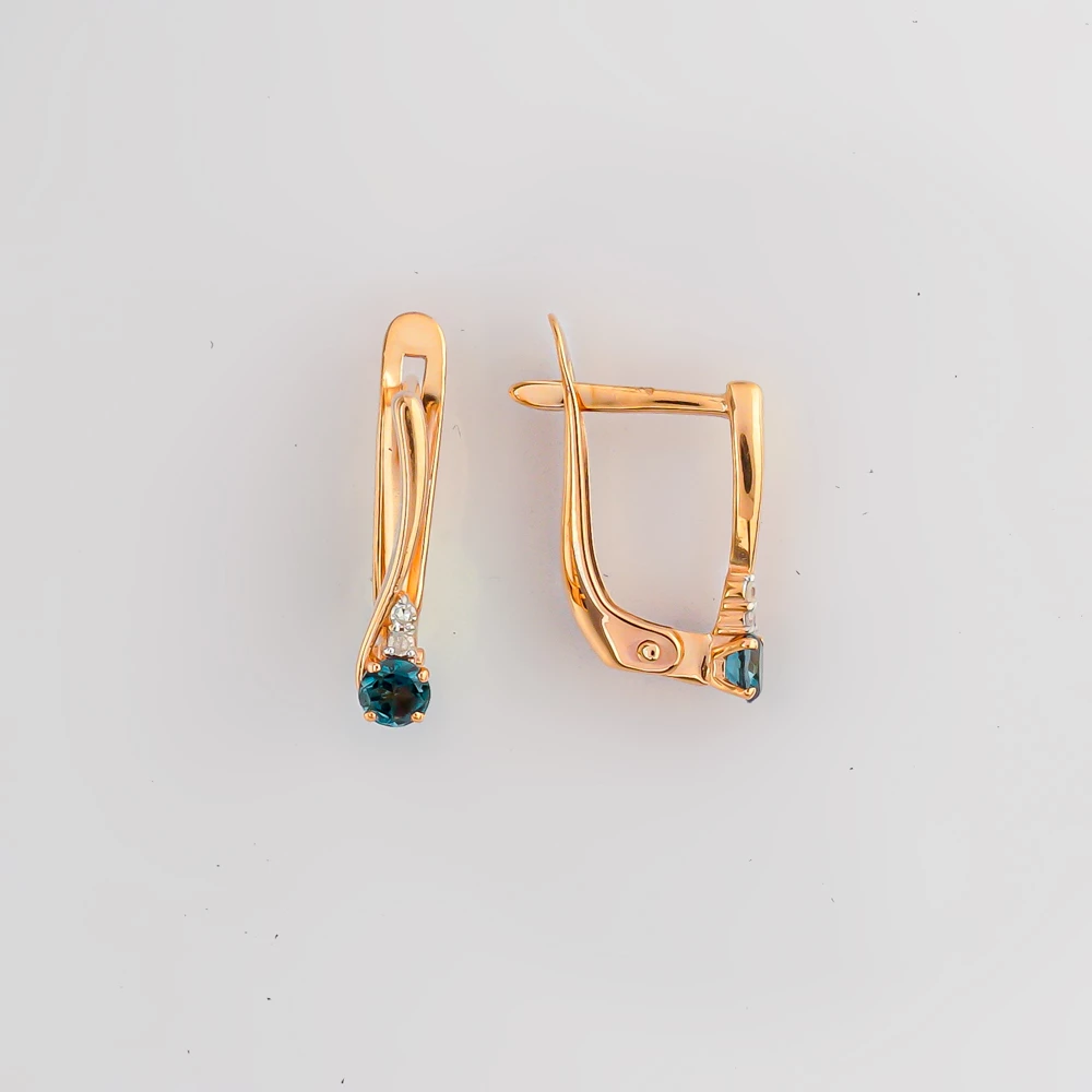 Серьги с топазом из красного золота 585 пробы