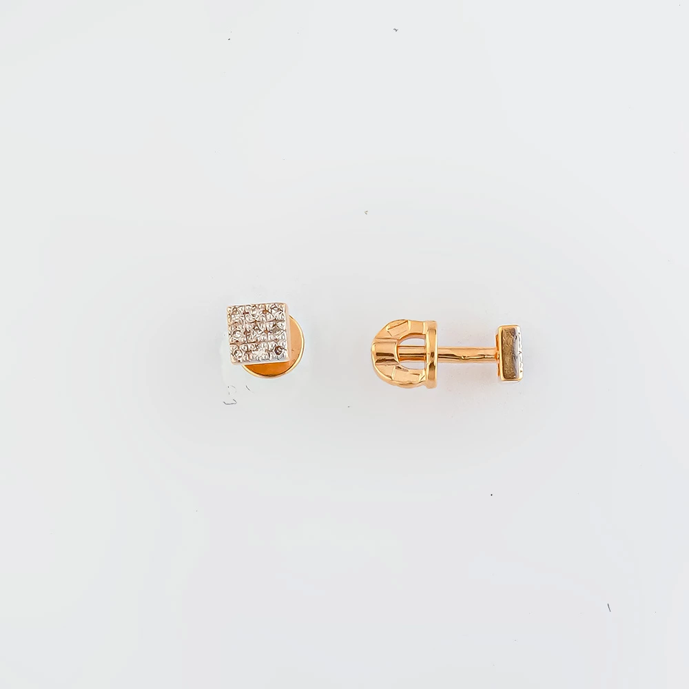 Серьги с бриллиантом из красного золота 585 пробы