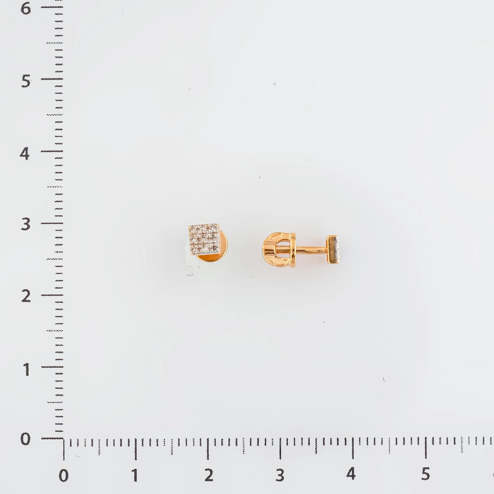 Серьги с бриллиантом из красного золота 585 пробы