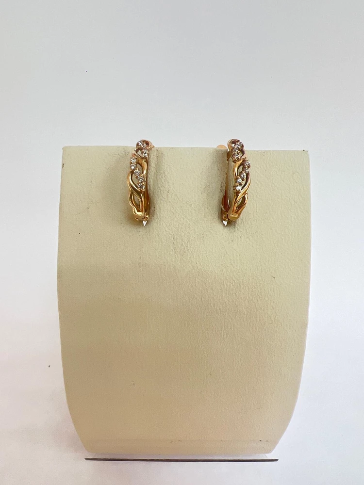Серьги с фианитом из красного золота 375 пробы