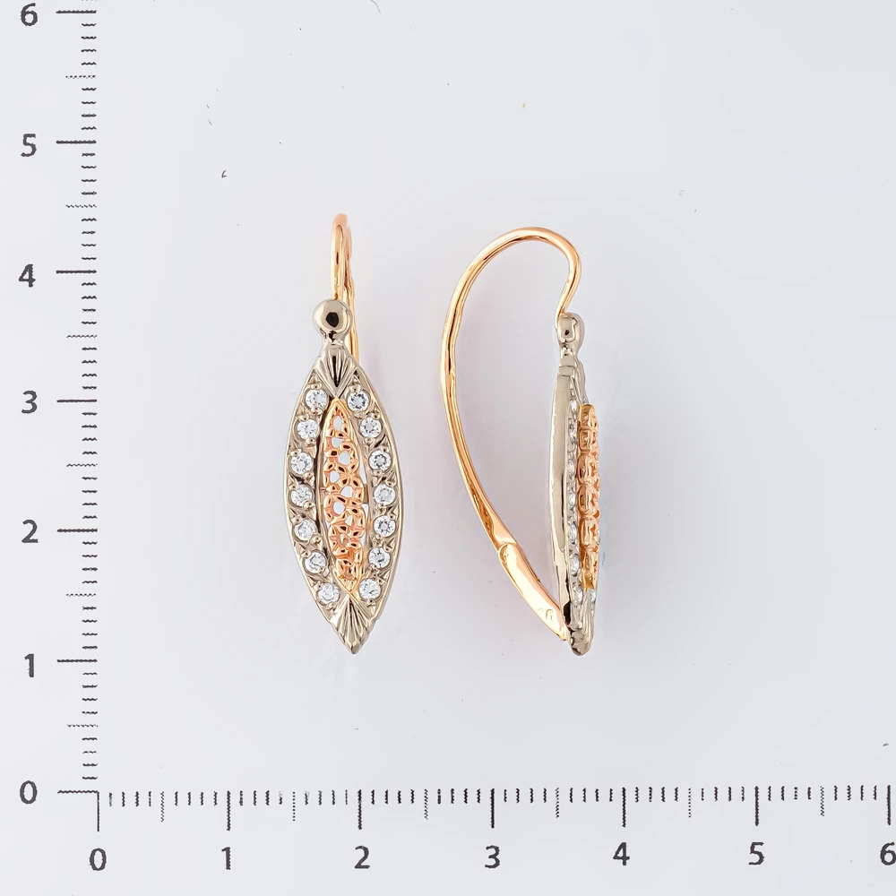 Серьги с фианитом из белого золота 585 пробы