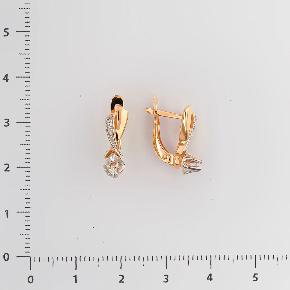 Серьги с бриллиантом из красного золота 585 пробы