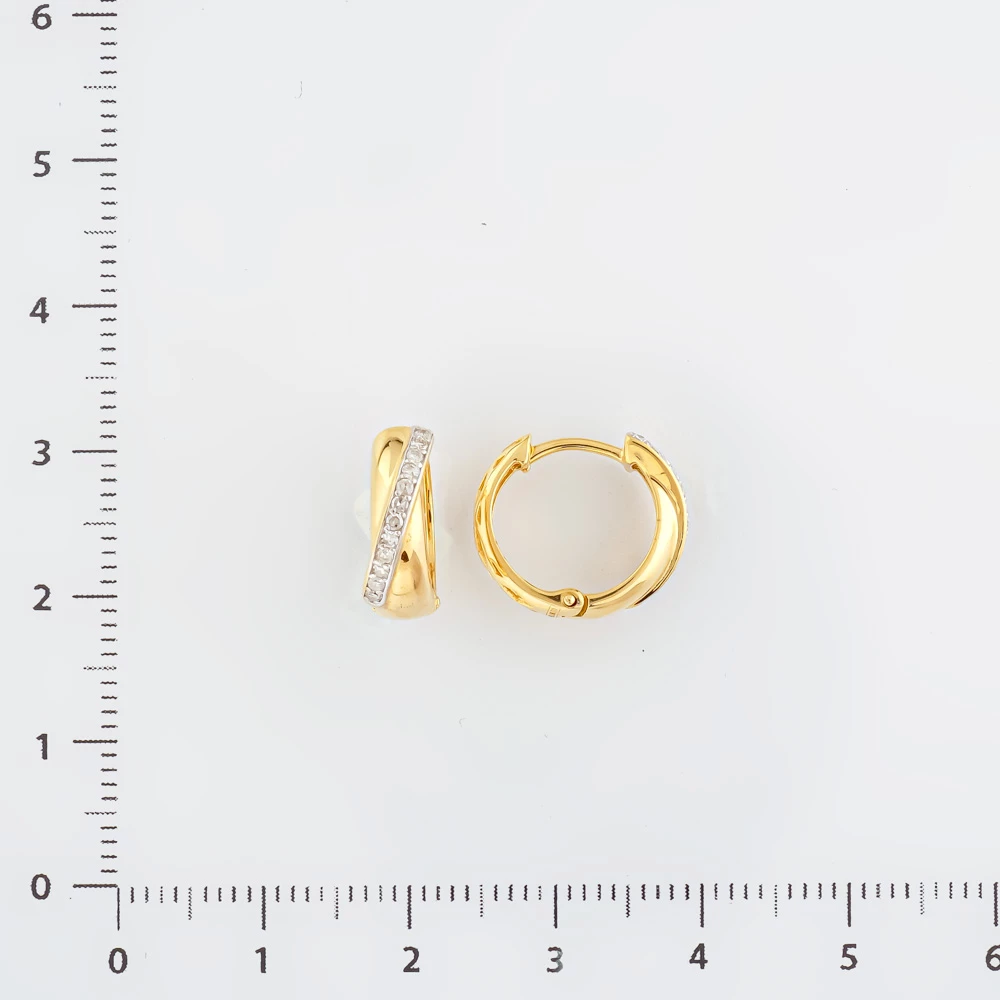 Серьги конго с бриллиантом из желтого золота 585 пробы