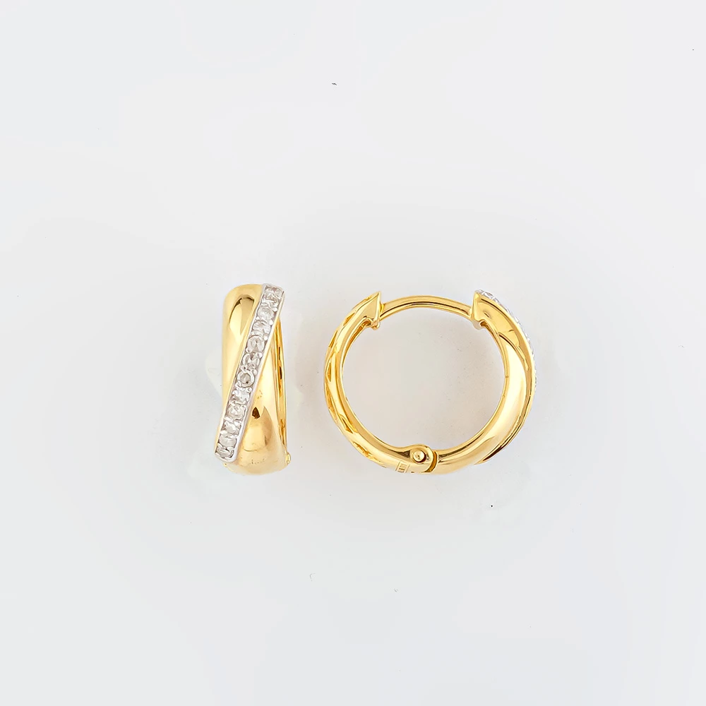 Серьги конго с бриллиантом из желтого золота 585 пробы