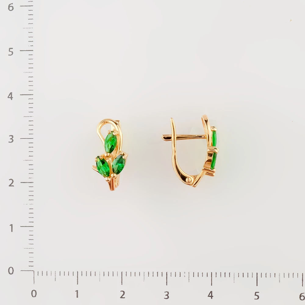 Серьги с фианитом из красного золота 585 пробы