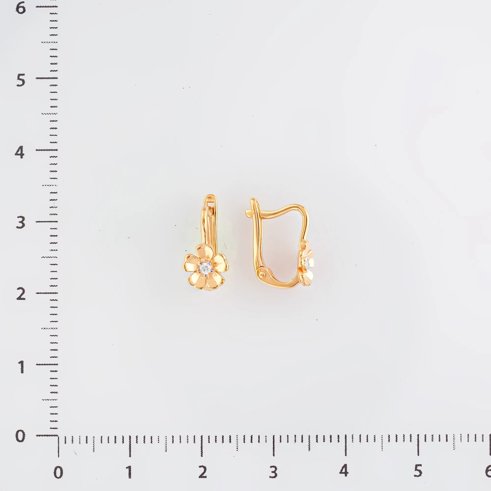 Серьги с бриллиантом из красного золота 585 пробы